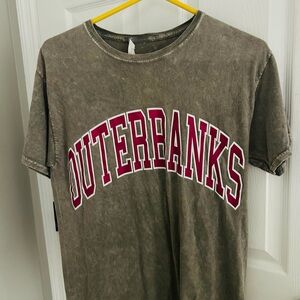 Altar'd State Washed Olive Tee with Red Accents